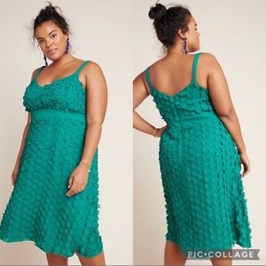 Anthropologie Eva Franco Green Party Dress Hanya Floral Applique 20W NWT